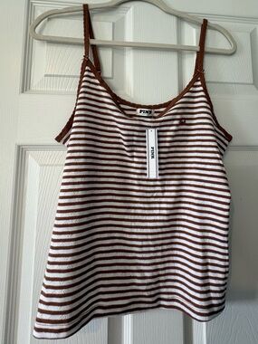 PINK Victoria's Secret Brown & White Striped Camisole Tank